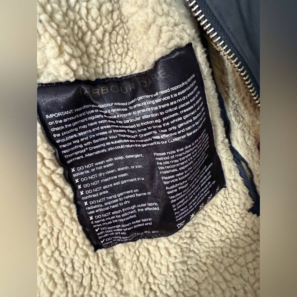 Barbour Carribena Wax Jacket US10 UK14 Black Coat Detachable Fur Fleece Lined - Picture 8 of 14